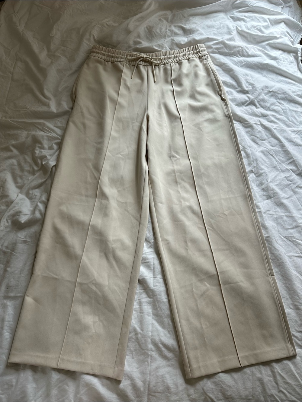 Athleta cream wide leg rack pants